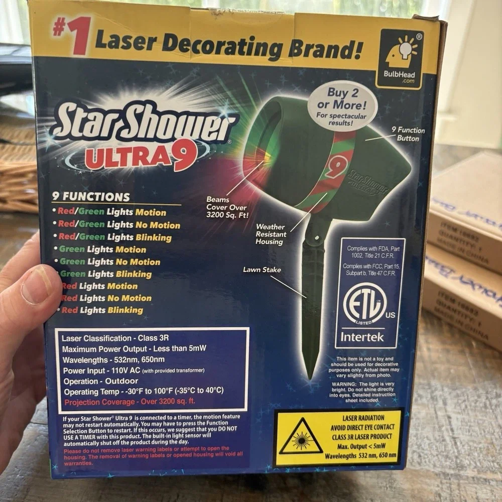 Star Shower Ultra 9 Outdoor Holiday Laser Light Show AS-SEEN-ON-TV, New 9 Modes